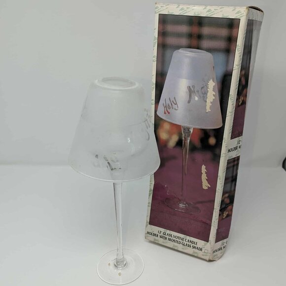 Traditions Frosted Glass Shade Votive Tealight Silent Night Holy Candle Holder - Picture 2 of 13
